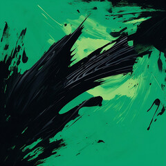 Black and green brush strokes, simple background, high contrast, vector graphics, brush style, sharp lines, texture, pattern design, abstract art, minimalism, wallpaper. In the style of simple, 1:1.