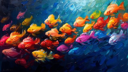 Fototapeta na wymiar Colorful Fish Swimming in Water