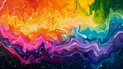Deurstickers Rainbow Colored Substance Painting © olegganko