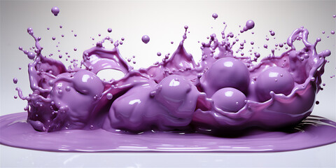 Dairy product splash banner, liquid lilac chocolate