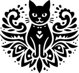 Cat Black Vector in the Mexican Style