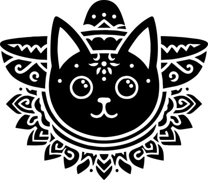 Cat Black Vector in the Mexican Style