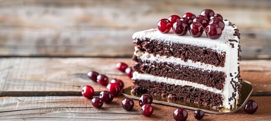 Delicious black forest cake isolated on white background for food photography stock image