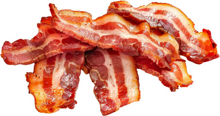 Crispy bacon strips, cut out transparent