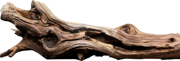 Driftwood sculpture, cut out transparent