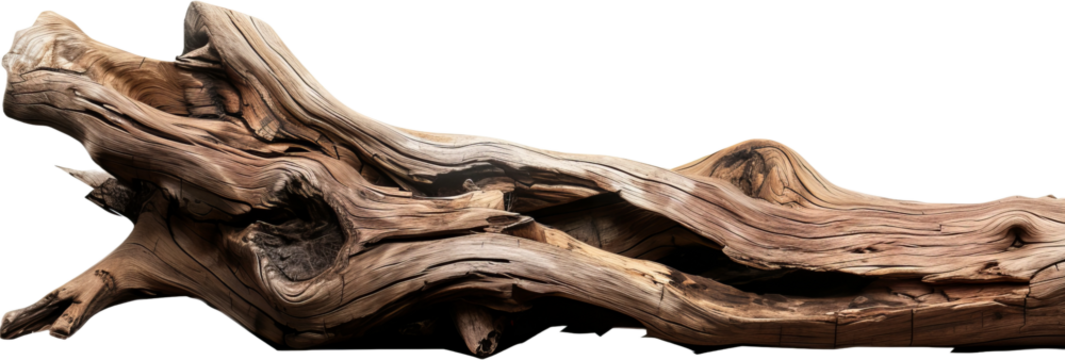 Driftwood sculpture, cut out transparent
