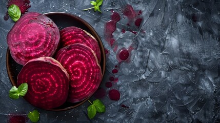 Fresh beetroot on kitchen table in flat lay composition for food photography enthusiasts