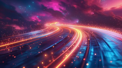 Obraz premium Light Trails on Highway at Night