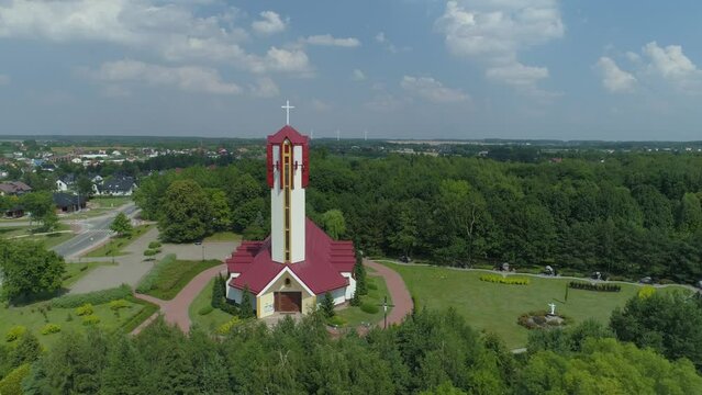 Beautiful Church Binkow Belchatow Aerial View Poland