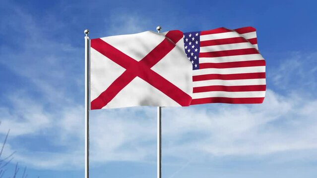 Alabama Flag and Flag of United States