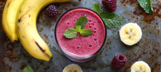 Selective focus on fruit smoothie for detox diet, representing healthy vegetarian eating