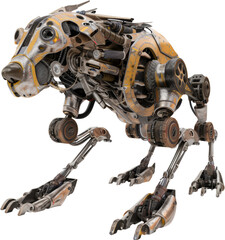 Advanced robotic dog with futuristic design, cut out transparent