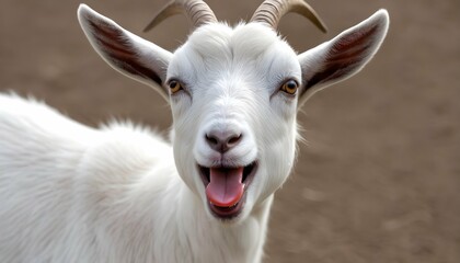A Goat With Its Tongue Sticking Out Tasting The A