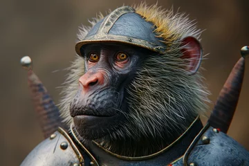 Kussenhoes Historical Medieval monkey baboon shot. Animal art. Generate Ai © anatolir
