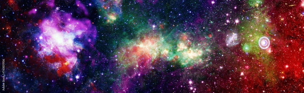 Wall mural multicolor outer space. star field and nebula in deep space many light years far from planet earth. 