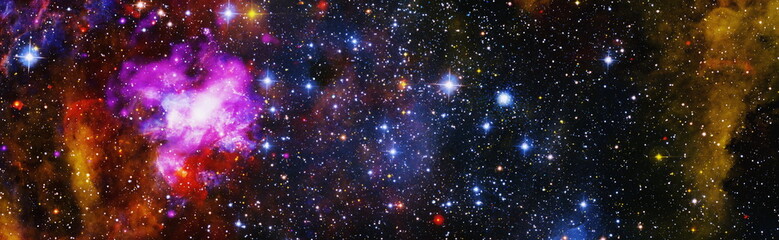 Multicolor outer space. Star field and nebula in deep space many light years far from planet Earth....
