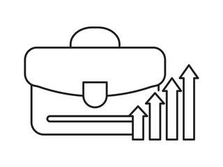 business finance graph growth and bag, investment arrow up. profit income chart increase. vector illustration