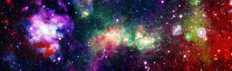 Multicolor outer space. Star field and nebula in deep space many light years far from planet Earth....