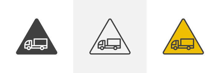 Heavy Vehicle Traffic Warning. Caution for Overweight Trucks. Restricted Lorry Access Sign.