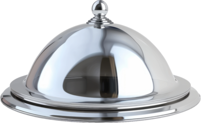 Silver cloche food cover, cut out transparent