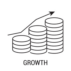 Cost rising icon. Money revenue graph line icon, Dollar rate increase icon web icon vector illustration