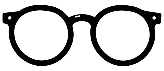 Minimalist contoured glasses. Black illustration of a regular style glasses