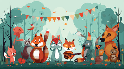 A comical scene of animals having a costume party i