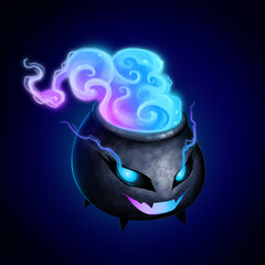 Funny and symbolic Halloween illustration - cauldron