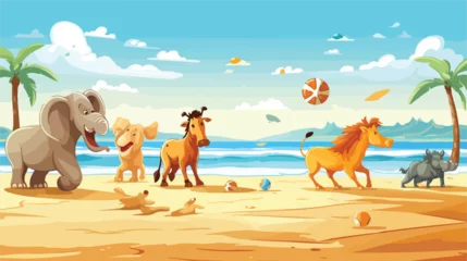 Gartenposter A comical scene of animals having a game of volleyball © Mishi