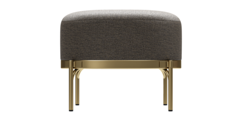 luxury and modern soft brown fabric  pouf isolated on white background, interior furniture. 