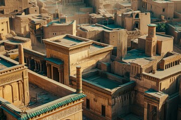 Historic Babylon city ancient. Culture stone town. Generate Ai