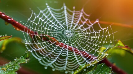 Close Up of Spider Web on Tree Branch