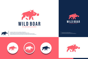 wild boar logo , wildlife symbol , logo design vector.