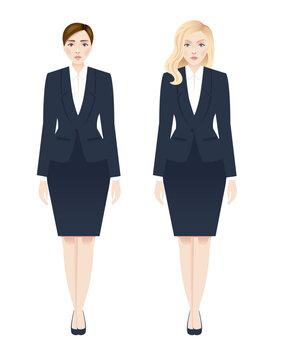 Two Offies Woman Isolated White Background
