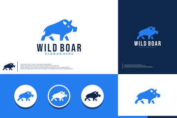 wild boar logo , strong symbol , logo design template.
