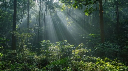 Obraz premium Dense Green Forest Filled With Trees