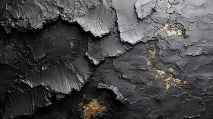 Abstract cracked surface. Black rock background. Dark stone texture. Distrusted backdrop. Top view. Illustration for cover, brochure, presentation, print ads, packaging design template
