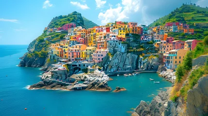 Foto op Canvas a picturesque coastal village, boasts stunning views of the Mediterranean Sea, rocky landscapes, and charming town architecture, making it an ideal summer destination © briarper