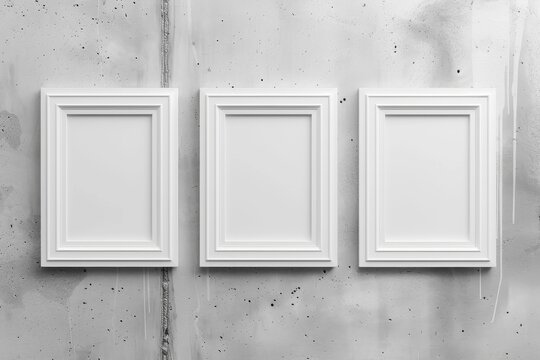 White Frame Texture Background, Realistic Square Frames, White Blank Picture Mockup Template