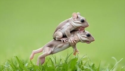 Mice Playing Leapfrog In A Grassy Clearing