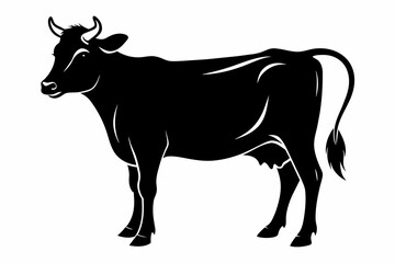 cow silhouette vector on white background.