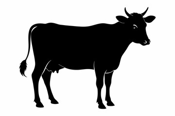 cow silhouette vector on white background.