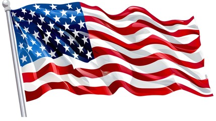 Obraz premium American flag vector clipart set for USA Independence Day. 4 July vector clipart on white background. American Independence Day digital clip art. Stars and stripes American flag decor. 