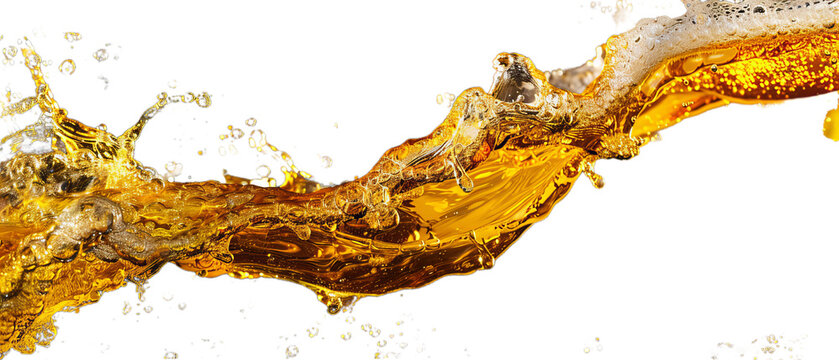 A golden beer splashing.
