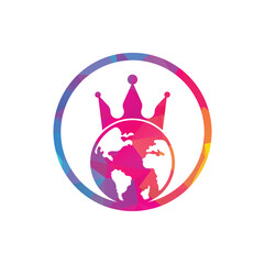 King Planet Vector Logo Design. Globe King Logo Icon Design.