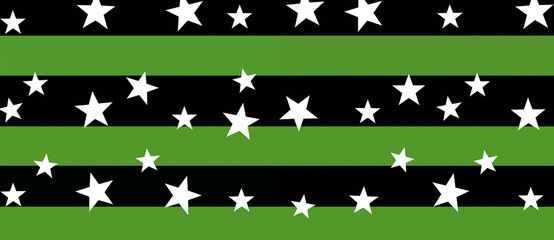 Green, white and black stars and stripes pattern, illustration, banner.
