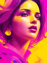 Beautiful woman illustration in Oil painting style