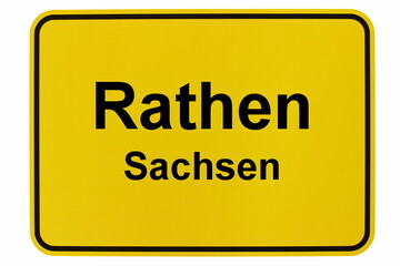 Illustration eines Ortsschildes des Kurortes Rathen in der Sächsischen Schweiz