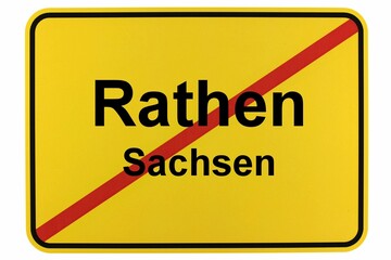 Illustration eines Ortsschildes des Kurortes Rathen in der Sächsischen Schweiz