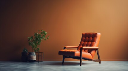 Obraz premium Brown leather armchair in the dark room